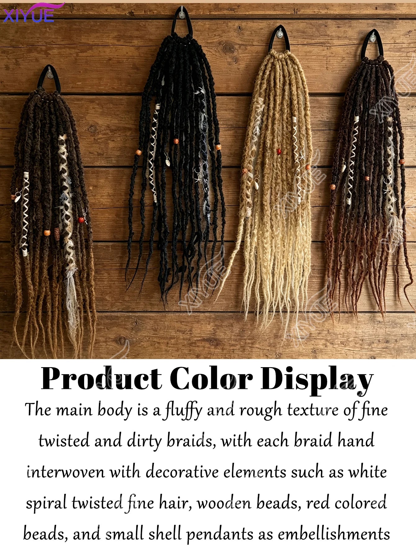 XIYUE Synthetic Dreads Fiber Cool Girl Dreadlock Hair Extensions, High Elastic Tie, Perfect for Daily & Party Styles