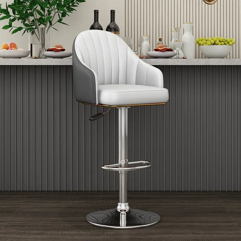 Metal Nordic Bar Chair Modern With Backrest Comfortable Bar Chair Indoor Swivel High Sillas Para Barra Alta Nordic Furniture