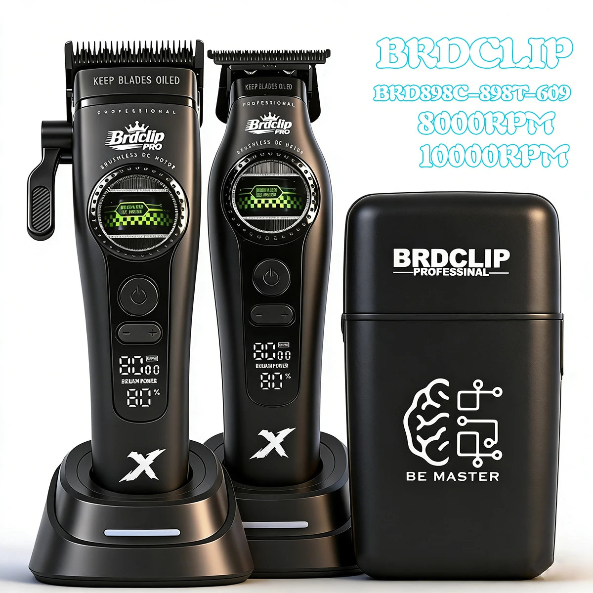 Shaver 10000RPM Barber Professional BRDCLIPR 6000RPM-8000RPM Hair Clipper Outer-Rotor Brushless Motor Detachable Blade Trimmer
