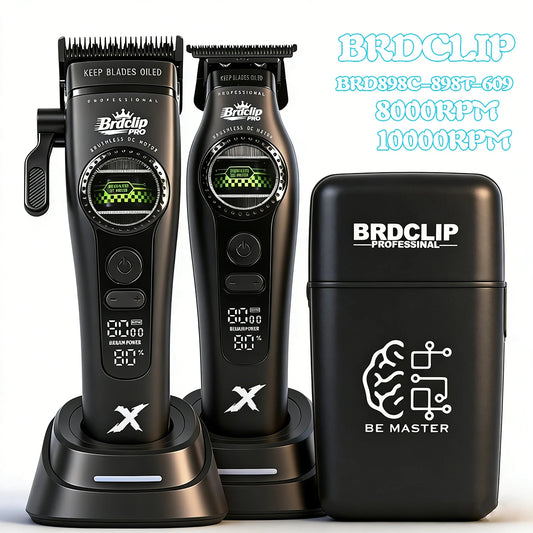 Shaver 10000RPM Barber Professional BRDCLIPR 6000RPM-8000RPM Hair Clipper Outer-Rotor Brushless Motor Detachable Blade Trimmer