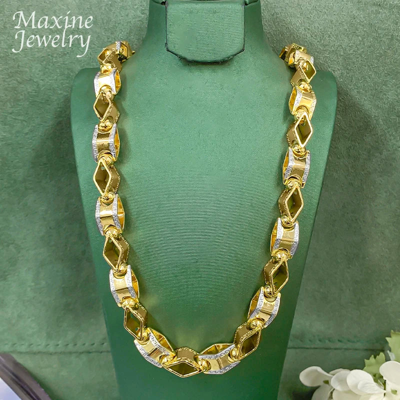 Y2K Trendy 24inch High Quality Golden Long Chain Statement Hip Hop Necklace for Man Engagement Jewellery Luxury Party Gifts