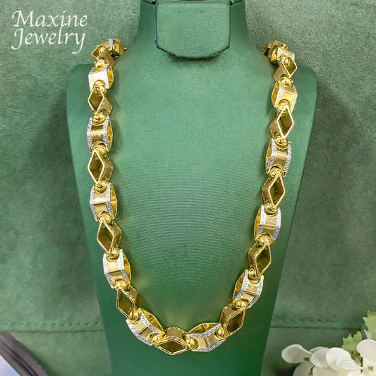 Y2K Trendy 24inch High Quality Golden Long Chain Statement Hip Hop Necklace for Man Engagement Jewellery Luxury Party Gifts