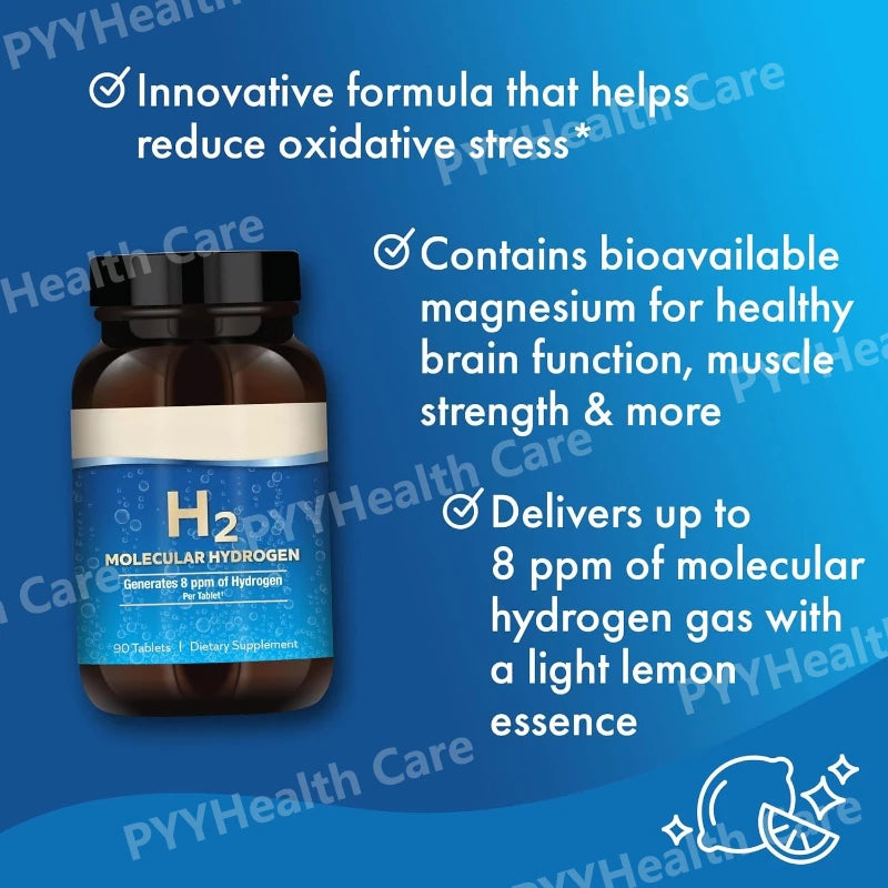 H2 Molecular Hydrogen - Supports Healthy Aging, Cellular Energy & Brain Health - with Elemental Magnesium 90 Tablets