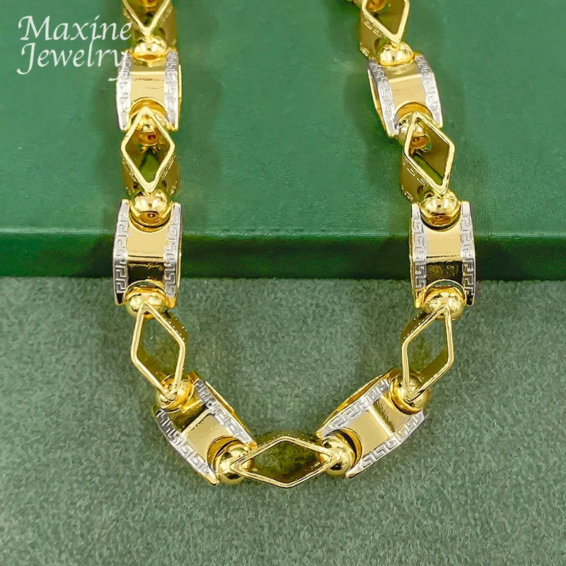 Y2K Trendy 24inch High Quality Golden Long Chain Statement Hip Hop Necklace for Man Engagement Jewellery Luxury Party Gifts