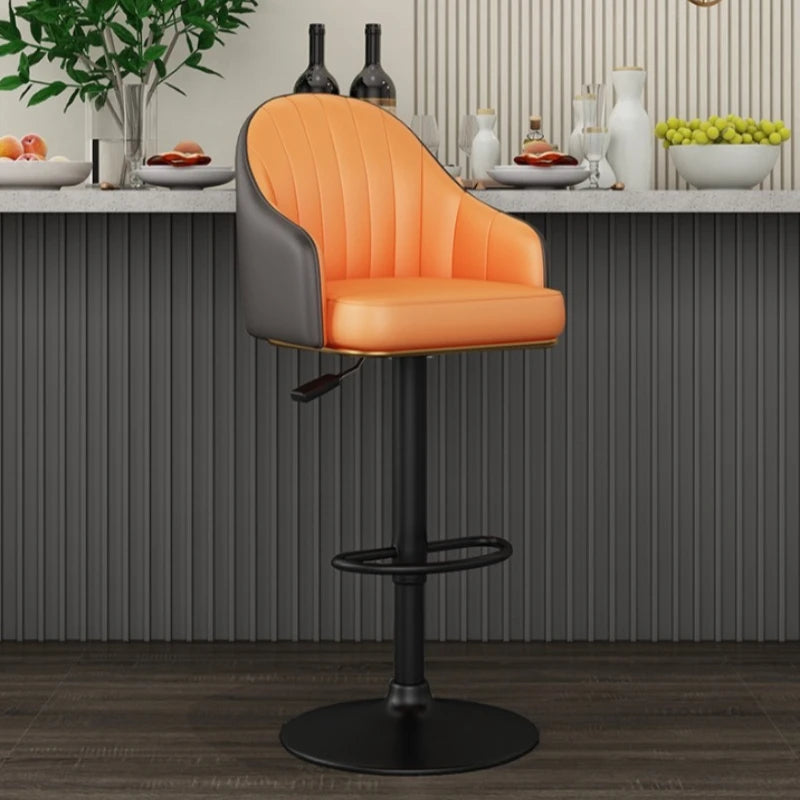 Metal Nordic Bar Chair Modern With Backrest Comfortable Bar Chair Indoor Swivel High Sillas Para Barra Alta Nordic Furniture