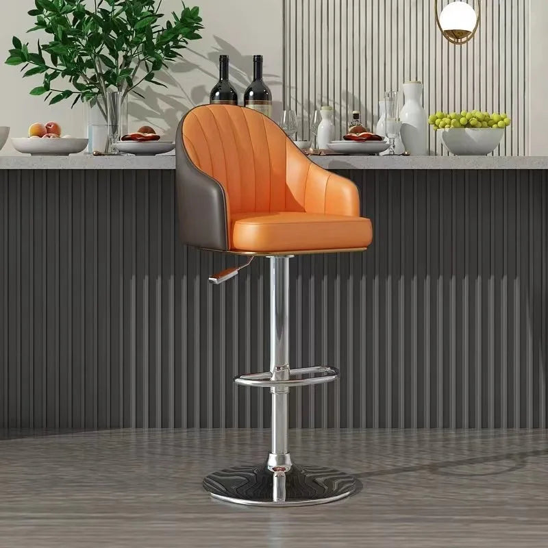 Metal Nordic Bar Chair Modern With Backrest Comfortable Bar Chair Indoor Swivel High Sillas Para Barra Alta Nordic Furniture