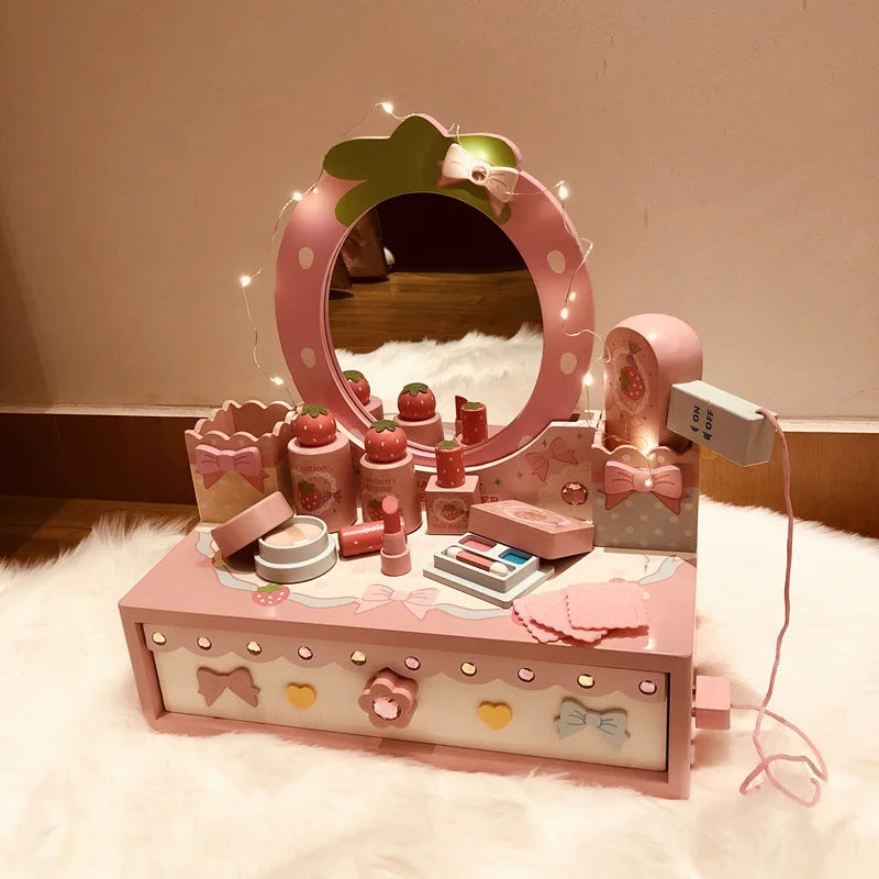 Girl's Birthday 61 Gift Princess Simulated Dressing Table Children Home Wooden Toys