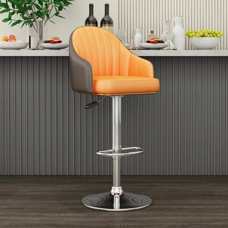 Metal Nordic Bar Chair Modern With Backrest Comfortable Bar Chair Indoor Swivel High Sillas Para Barra Alta Nordic Furniture