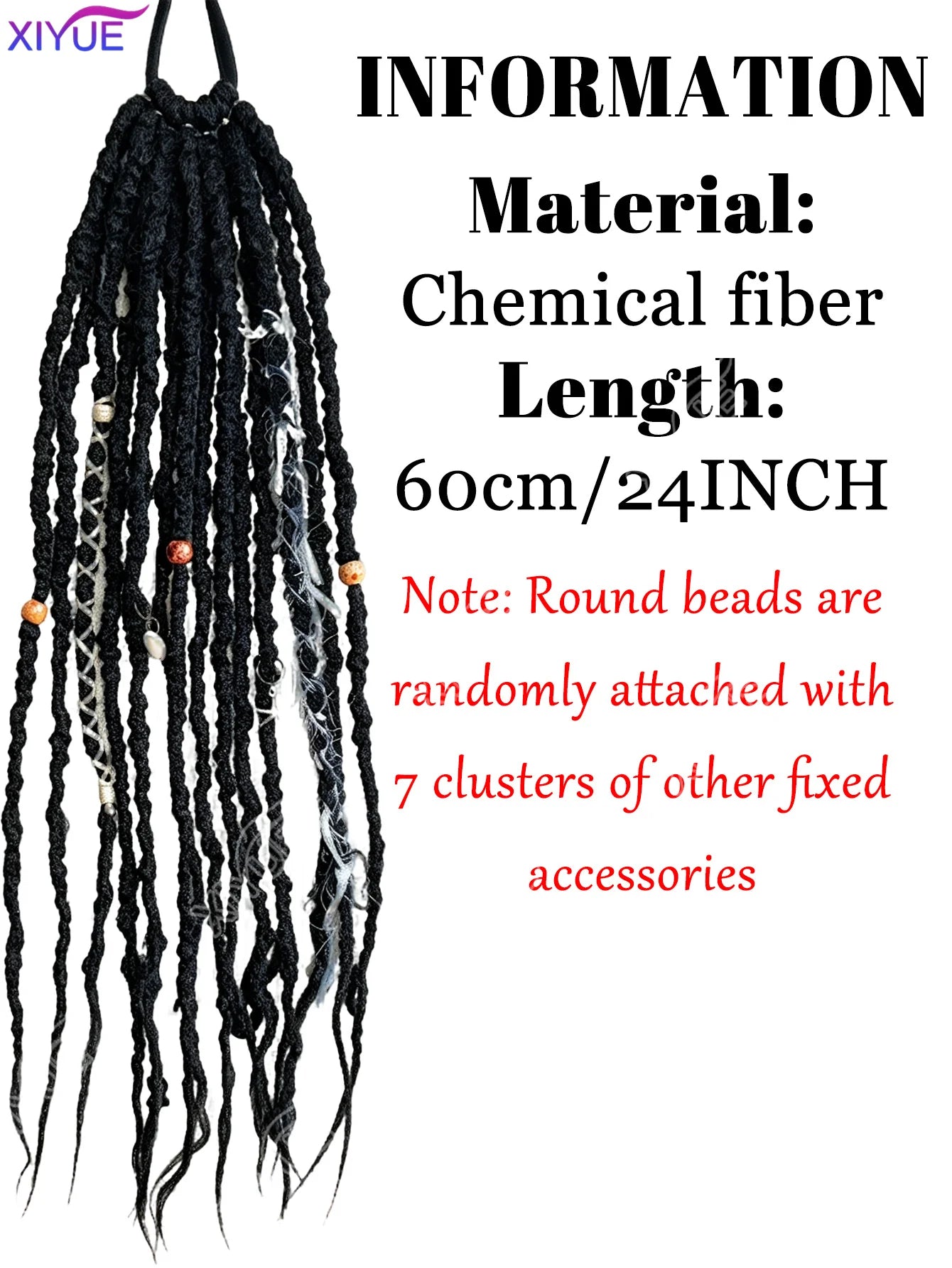 XIYUE Synthetic Dreads Fiber Cool Girl Dreadlock Hair Extensions, High Elastic Tie, Perfect for Daily & Party Styles