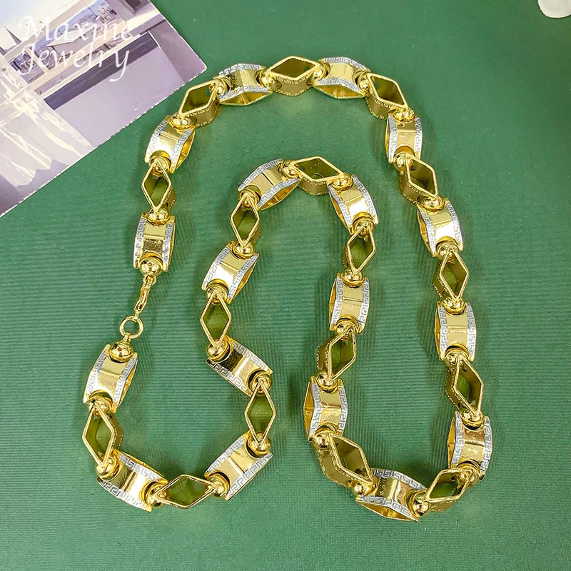 Y2K Trendy 24inch High Quality Golden Long Chain Statement Hip Hop Necklace for Man Engagement Jewellery Luxury Party Gifts