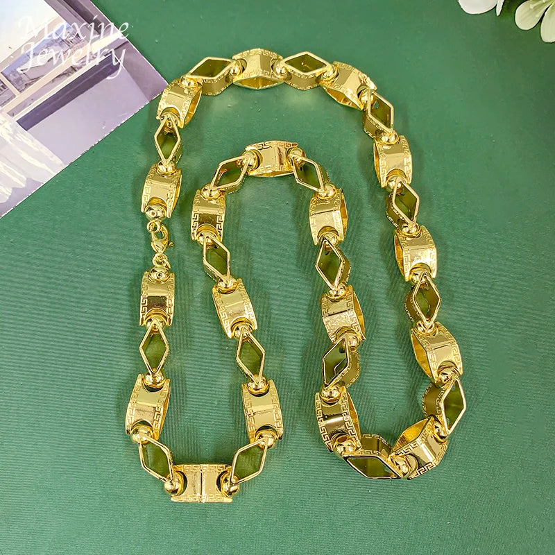 Y2K Trendy 24inch High Quality Golden Long Chain Statement Hip Hop Necklace for Man Engagement Jewellery Luxury Party Gifts