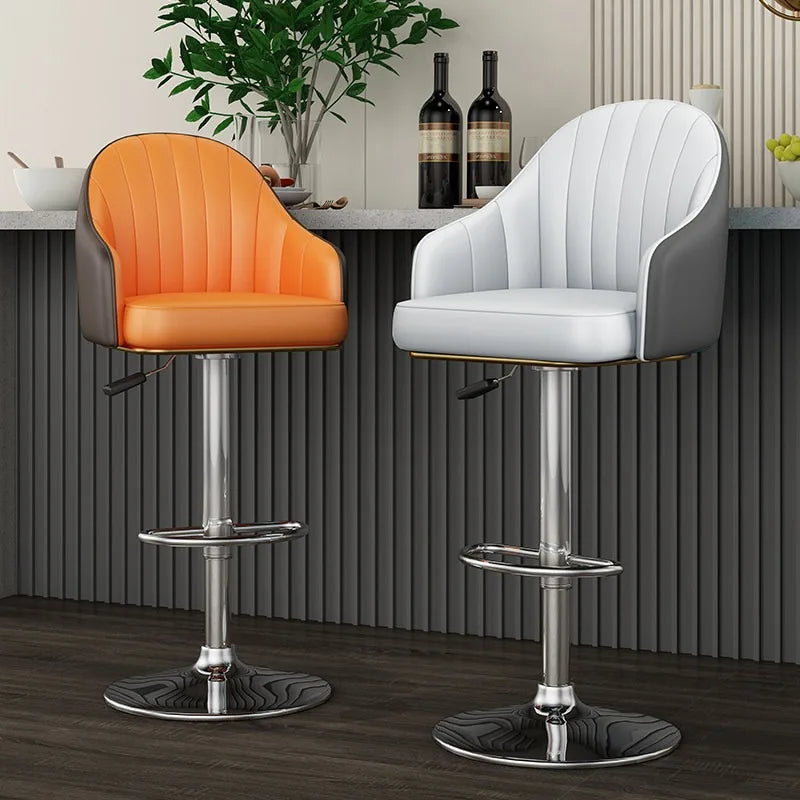 Metal Nordic Bar Chair Modern With Backrest Comfortable Bar Chair Indoor Swivel High Sillas Para Barra Alta Nordic Furniture