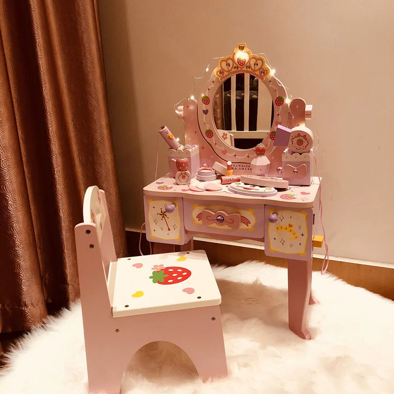 Girl's Birthday 61 Gift Princess Simulated Dressing Table Children Home Wooden Toys