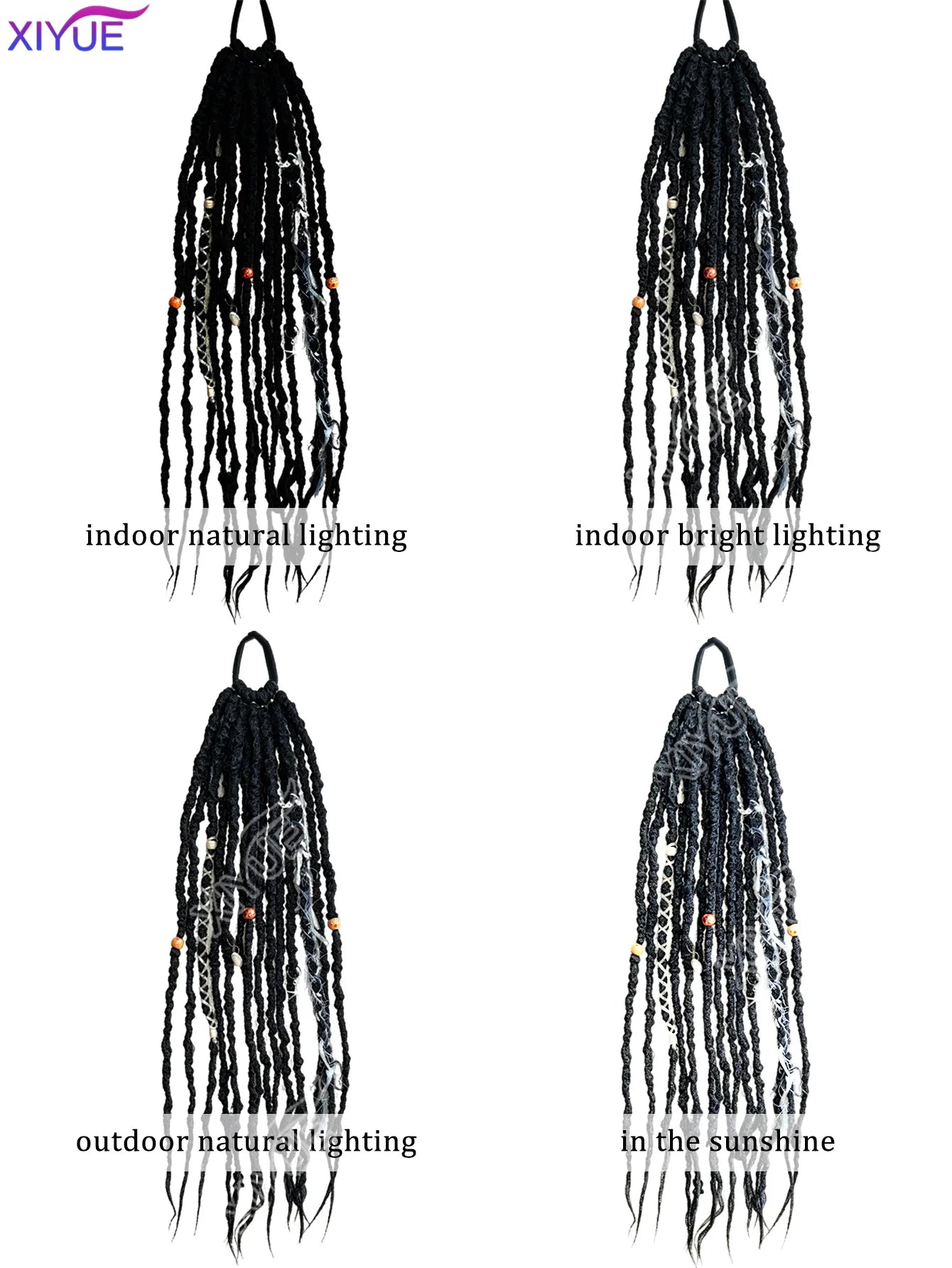 XIYUE Synthetic Dreads Fiber Cool Girl Dreadlock Hair Extensions, High Elastic Tie, Perfect for Daily & Party Styles