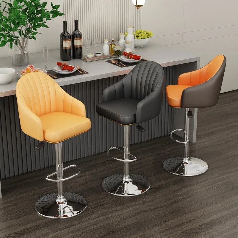 Metal Nordic Bar Chair Modern With Backrest Comfortable Bar Chair Indoor Swivel High Sillas Para Barra Alta Nordic Furniture