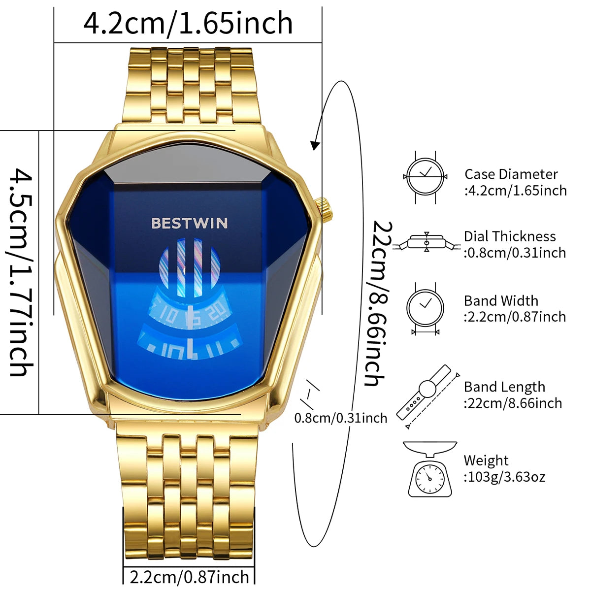Luxury Stainless Steel Men Business Watches Fashion Irregular Dial Quartz Wristwatch Relogio Masculino (Without Box)