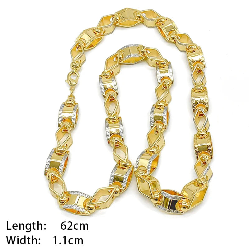 Y2K Trendy 24inch High Quality Golden Long Chain Statement Hip Hop Necklace for Man Engagement Jewellery Luxury Party Gifts